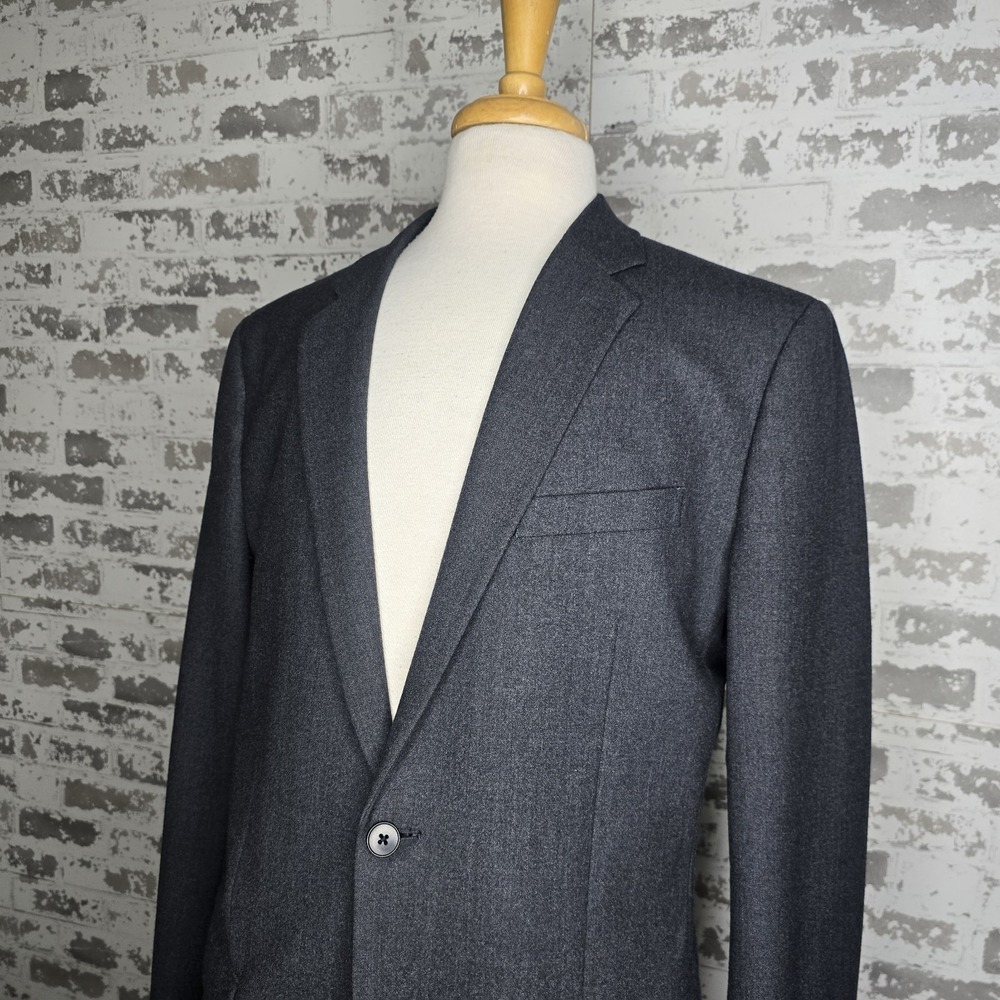 Theory‎ Blazer Mens Size 42 Long Gray Wool Stretch Two Button Center Vent Dilano